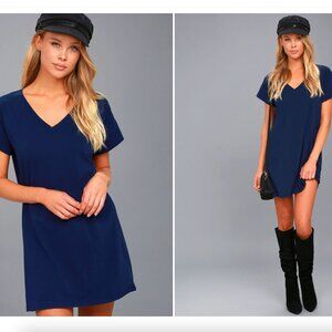 Super Comfy Lulu’s Navy Blue Shift Mini Dress XS